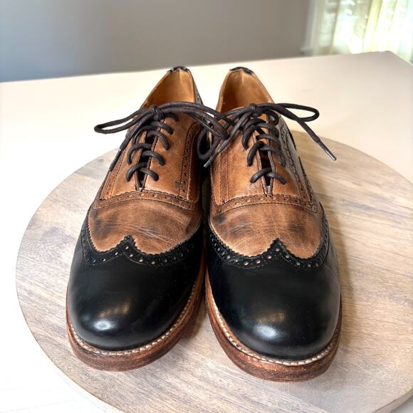 Bed Stu Cobbler Series Wingtip Oxford Shoes Men’s Size 11 Brown Black Leather - Picture 4 of 11